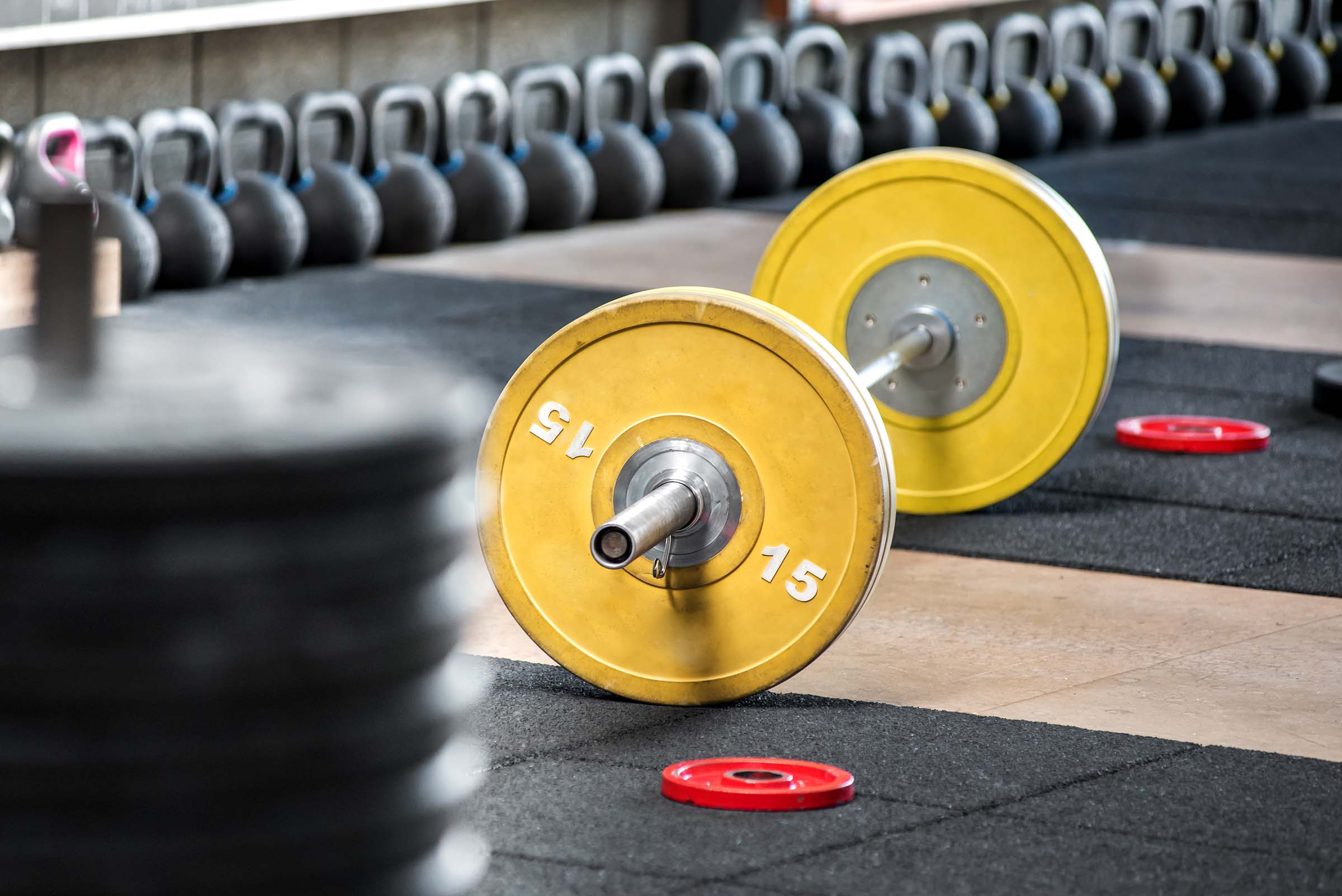 Barbell on a gym floor