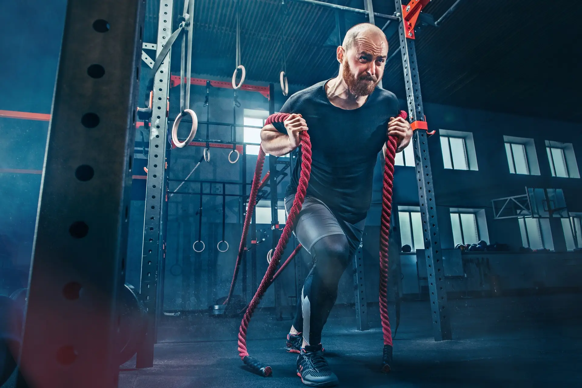 Conditioning work with battle ropes