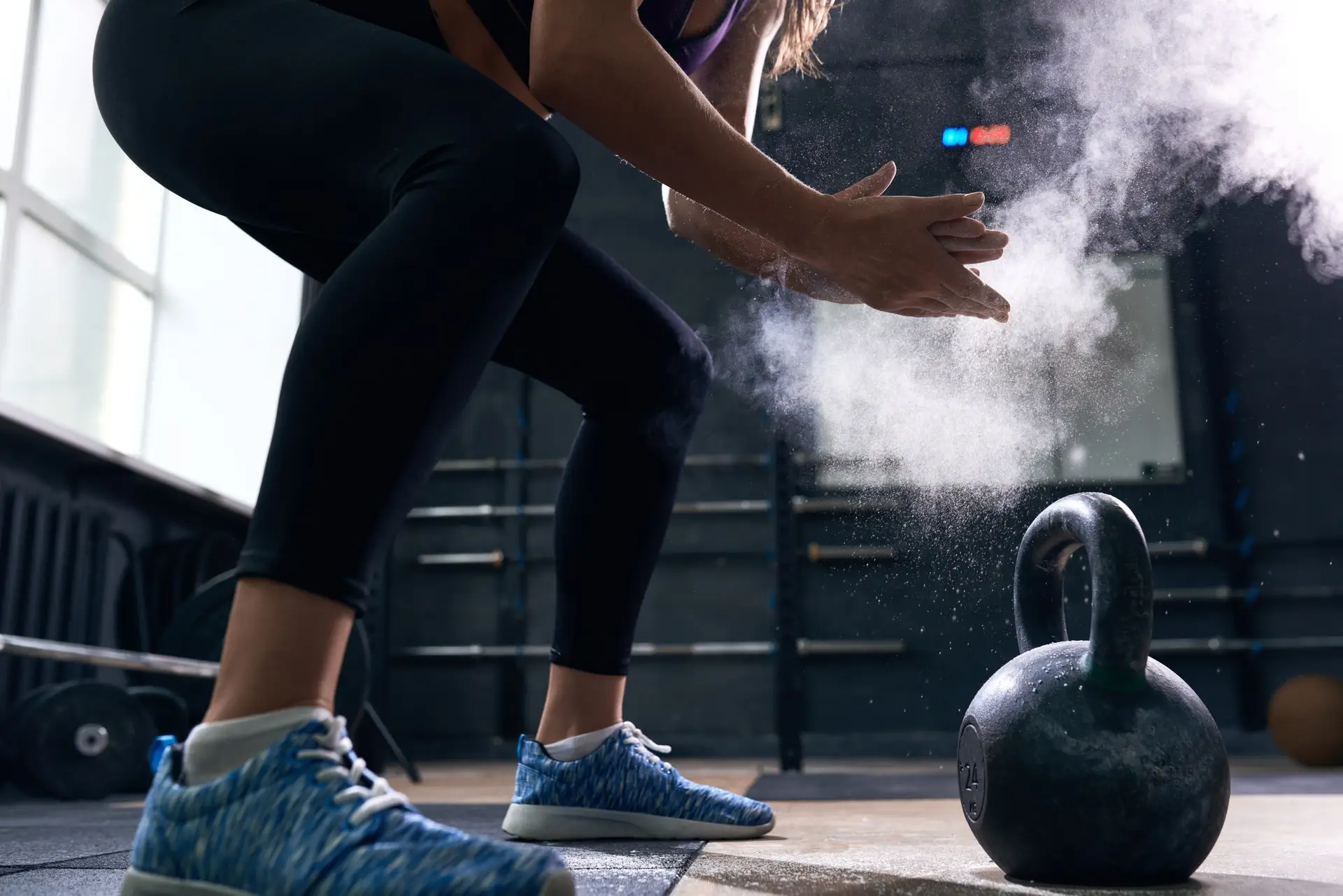 Kettlebell training in a gym